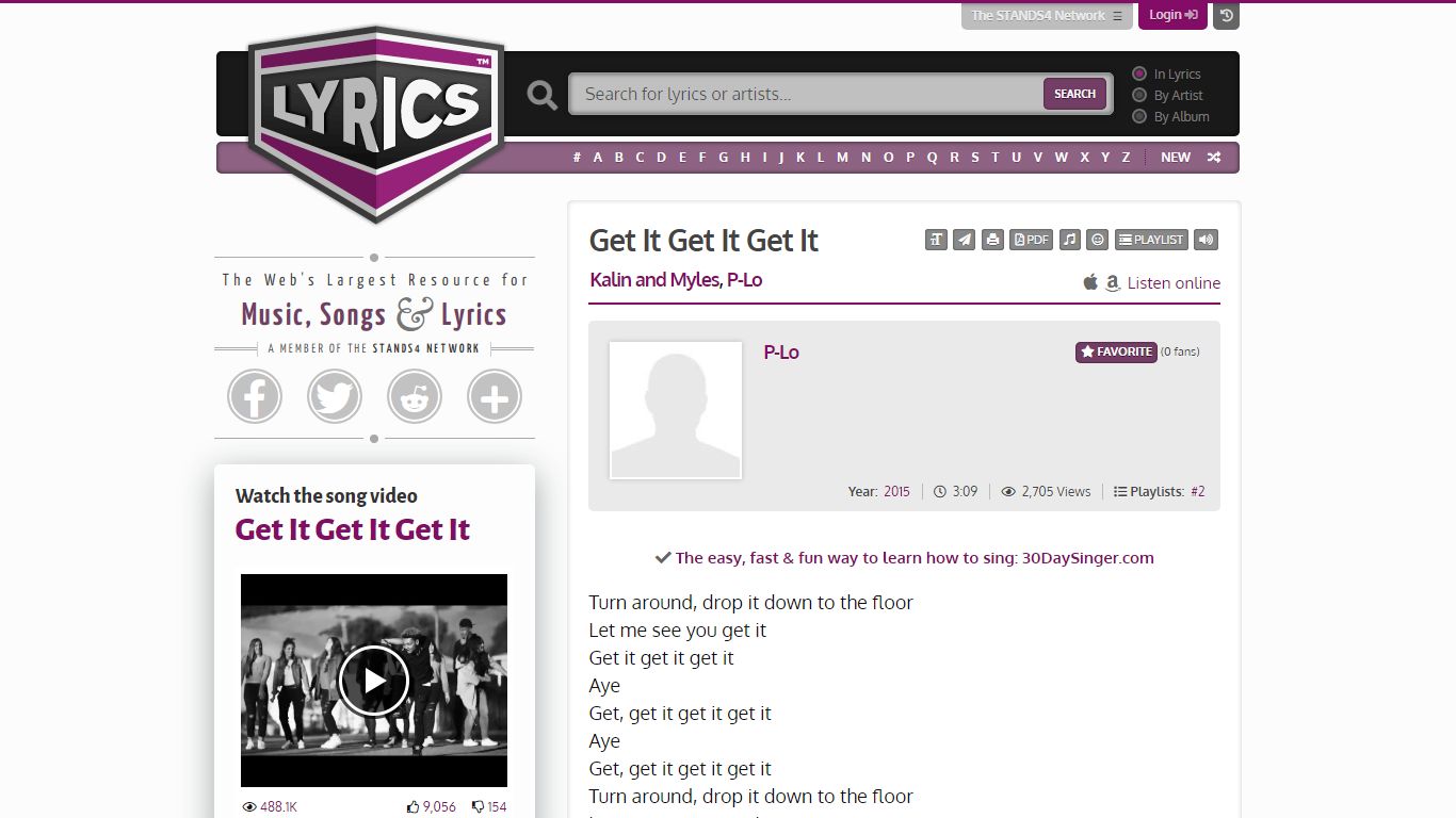 P-Lo - Get It Get It Get It Lyrics | Lyrics.com